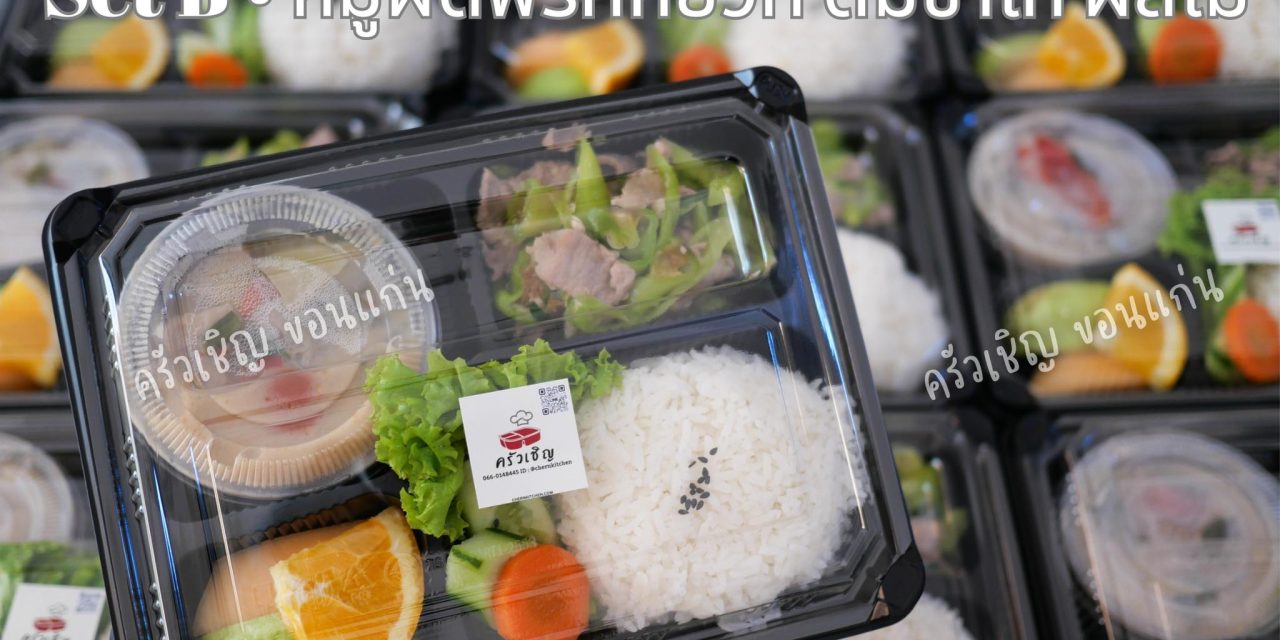 LUNCHBOX 🍱 Set B หมูผัดพริกหยวก ต้ำข่าไก่ ผลไม้ – ข้าวกล่องขอนแก่น